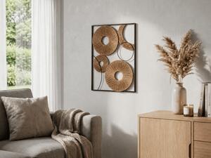 Nástenná dekorácia CIRCLES kovová 48x68 cm, čierna / hnedá