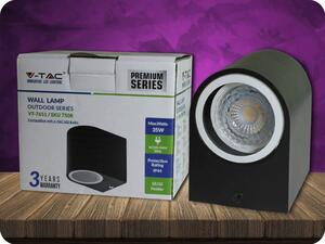 V-TAC NÁSTENNÉ LED SVIETIDLO GU10, ČIERNE, IP44, OVÁLNE, OUTDOOR SERIES