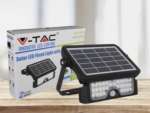 V-TAC LED solárny reflektor 5W, 500lm, čierny, IP65, 4000K