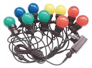 V-TAC LED Reťazové svietidlo 20x 1W RGB LED žiarovky, 10m, 24V, IP44