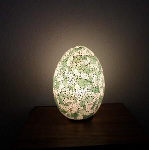 Stolná lampa zelená/biela EGG , 35 cm, ručná práca