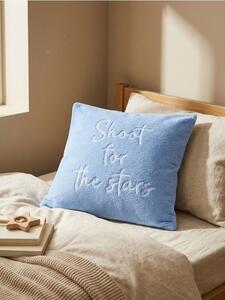 Sinsay - Obliečka na vankúš s nápisom „Shoot for the stars“ - svetlomodrá