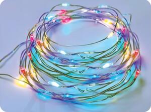 ACA Lighting LED dekoračná reťaz 20m, 200LED, RGB, 8 funkcií, s adaptérom, strieborná meď [X01200312]