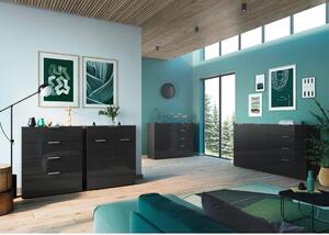 ŠIROKÁ KOMODA, čierna, 184/102/42 cm Premium Living - Obývacie zostavy