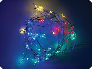 ACA Lighting LED dekoračná reťaz 2.5m, 50LED, 3xAA, RGBY, bez funkcií, strieborná meď [X01503117]