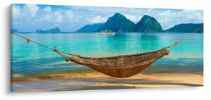 Obraz - Hojdacia sieť na pláži (120x50 cm)