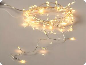 ACA Lighting LED dekoračná reťaz cluster 2.5m, 50LED, 3xAA, teplá biela, bez funkcií, strieborná [X01501117]