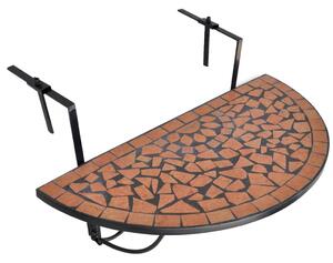 Závesný stolík na balkón, tehlová farba, mozaikový