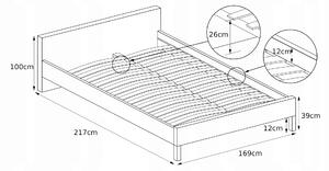 Čalúnená manželská posteľ Doris 160 x 200 - sivá
