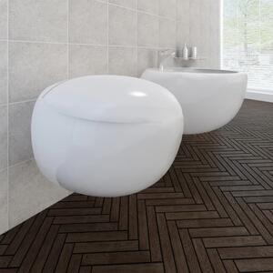 Set biele keramické závesné WC s bidetom