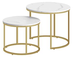 Dekorstudio Set 2ks kávových stolíkov - mramor / zlaté nohy