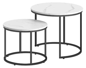 Dekorstudio Set 2ks kávových stolíkov - mramor / čierne nohy