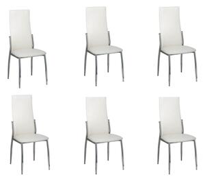 Jedálenské stoličky 6 ks biele umelá koža