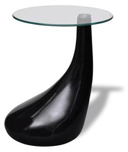 Konferenčný stolík, okrúhla sklenená doska, vysoký lesk, čierny