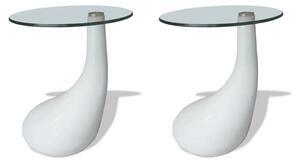 2 konferenčné stolíky, okrúhla sklenená doska,vysoký lesk,biely