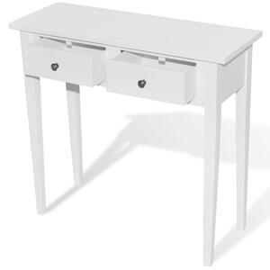 Konzolový stolík s 2 zásuvkami, biely