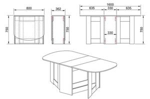 Jedálenský stôl rozkladací Jannick 160x75x80 cm (orech admiral)