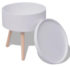 Okrúhly konfrenčný stolík s táckou, 39,5x44,5 cm, biely
