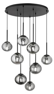 Ondaluce - Luster na lanku JEWEL 8xE14/10W/230V pr. 70 cm čierna/dymová čierna