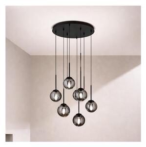 Ondaluce - Luster na lanku JEWEL 8xE14/10W/230V pr. 70 cm čierna/dymová čierna