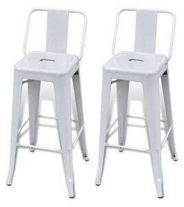 Barové stoličky 2 ks, biele, oceľ