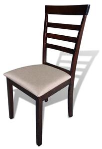 Jedálenské stoličky 4 ks, hnedo krémové, drevený masív a látka