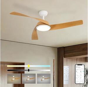 ZEVENTI - LED stropný ventilátor AERYS LED/24W/230V Wi-Fi Tuya biela/dub + diaľkové ovládanie