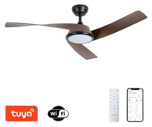 ZEVENTI - LED stropný ventilátor AERYS LED/24W/230V Wi-Fi Tuya čierna/orech + diaľkové ovládanie