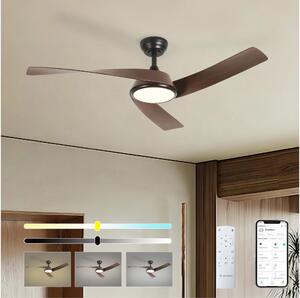 ZEVENTI - LED stropný ventilátor AERYS LED/24W/230V Wi-Fi Tuya čierna/orech + diaľkové ovládanie