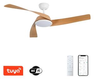 ZEVENTI - LED stropný ventilátor AERYS LED/24W/230V Wi-Fi Tuya biela/dub + diaľkové ovládanie
