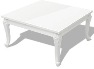 Konferenčný stolík, 80x80x42 cm, vysoko-lesklý, biely