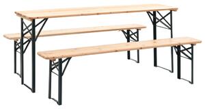 Skladací pivný stôl s 2 lavicami 177 cm borovicové drevo