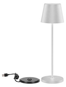 V-TAC LED STOLNÁ LAMPA 2W, 200lm, 3000K, NABÍJATEĽNÁ, 4400mAh s nabíj. podstavcom, BIELA, IP54