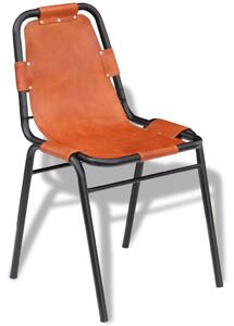Jedálenské stoličky 4 ks, hnedé, pravá koža