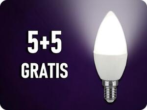V-TAC LED žiarovka E14, C37, 2,9W, 250LM, 180°, 5+5 zadarmo! Farba svetla: Teplá biela
