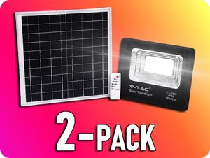 V-TAC LED Solárny reflektor s 20W solárnym panelom, 1650lm, IP65, 10000mAh/2-PACK! Farba svetla: Studená biela