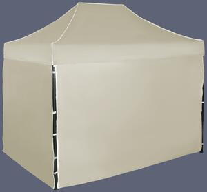 Rýchlorozkladací nožnicový stan 2x3m - oceľový, 4 bočné plachty, Béžová