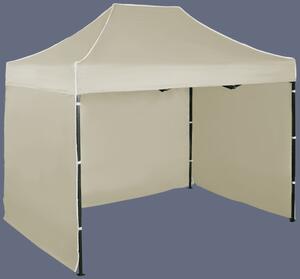 Rýchlorozkladací nožnicový stan 2x3m - oceľový, 3 bočné plachty, Béžová