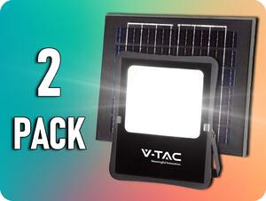 V-TAC LED solárny reflektor 6,7W so solárnym panelom 12W, 1200LM, 10000mAh, 100°/2-PACK! Farba svetla: Denná biela