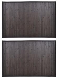 Bambusová podložka do kúpeľne, 2 ks, 40 x 50 cm, tmavohnedá