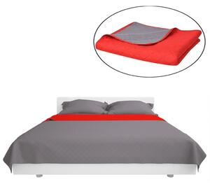Obojstranná posteľná prikrývka, červená a sivá, 220 x 240 cm