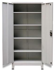 Oceľová kancelárska skrinka s 2 dverami, 90x40x180 cm, šedá