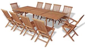 11-dielna záhradná jedálenská súprava so skladacími stoličkami teakové drevo