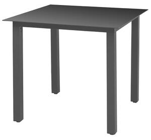 Záhradný stôl, čierny 80x80x74 cm, hliník a sklo