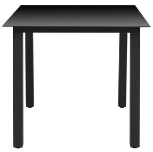 Záhradný stôl, čierny 80x80x74 cm, hliník a sklo