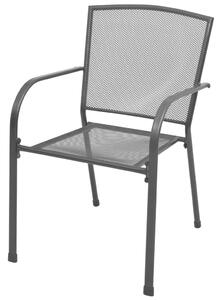Stohovateľné záhradné stoličky 2 ks, oceľ, sivé