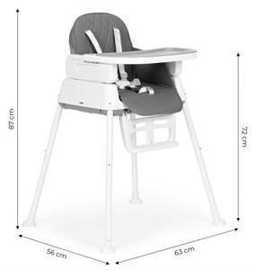 Skladacia stolička na kŕmenie 3v1 sivá