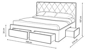 Čalúnená manželská posteľ Betina 160x200 s úložným priestorom - sivá