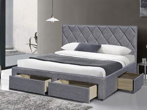 Čalúnená manželská posteľ Betina 160x200 s úložným priestorom - sivá