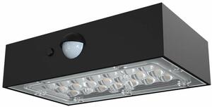 V-TAC LED solárne nástenné svietidlo so senzorom 3W, 350lm, 1200mAh, 4000K+3000K, čierne, IP65